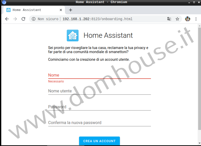 Configurazione iniziale di Home Assistant 1